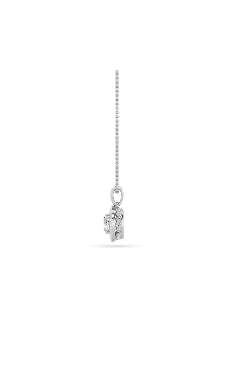 0.75Cttw Round Shaped Lab Grown Diamond (F/VS) Halo Pendant in 14K Gold