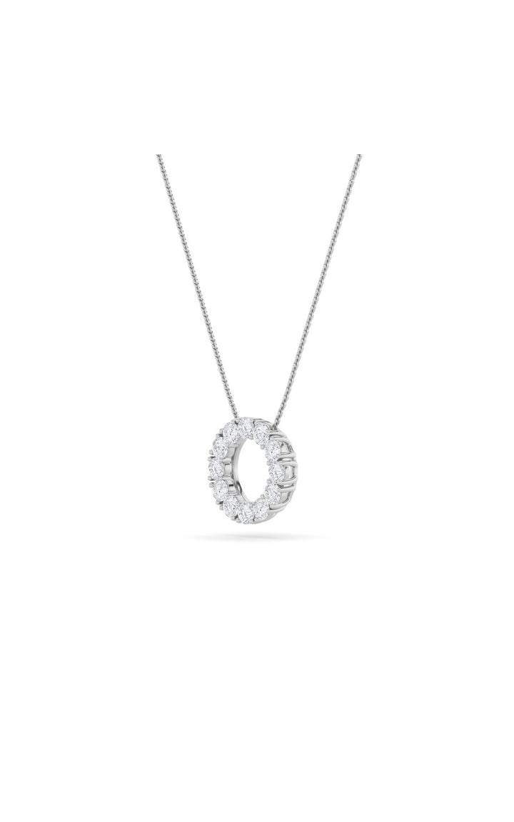 2Cttw Round Shaped Lab Grown Diamond (F/VS) Circle Pendant in 14K Gold