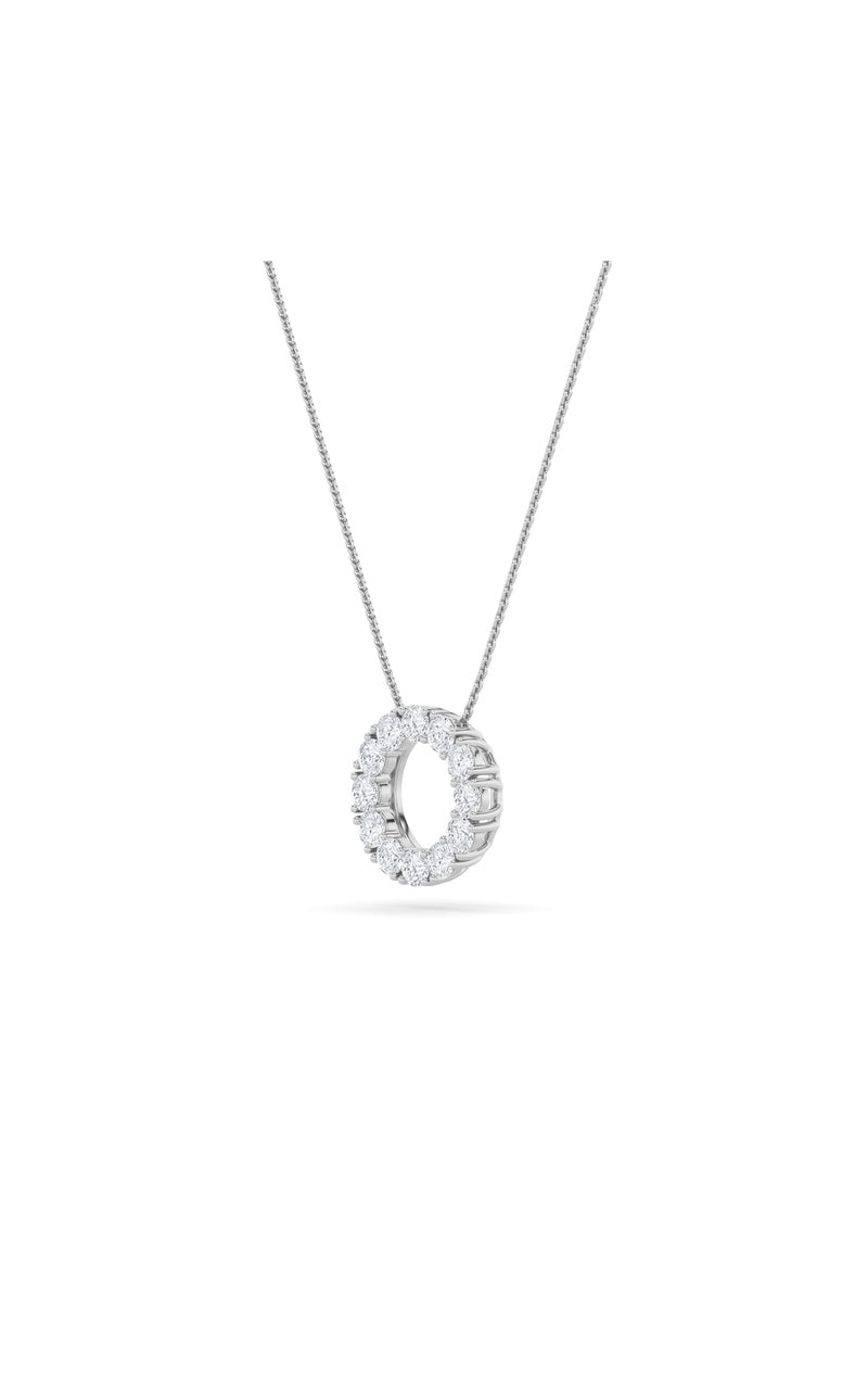 2Cttw Round Shaped Lab Grown Diamond (F/VS) Circle Pendant in 14K Gold