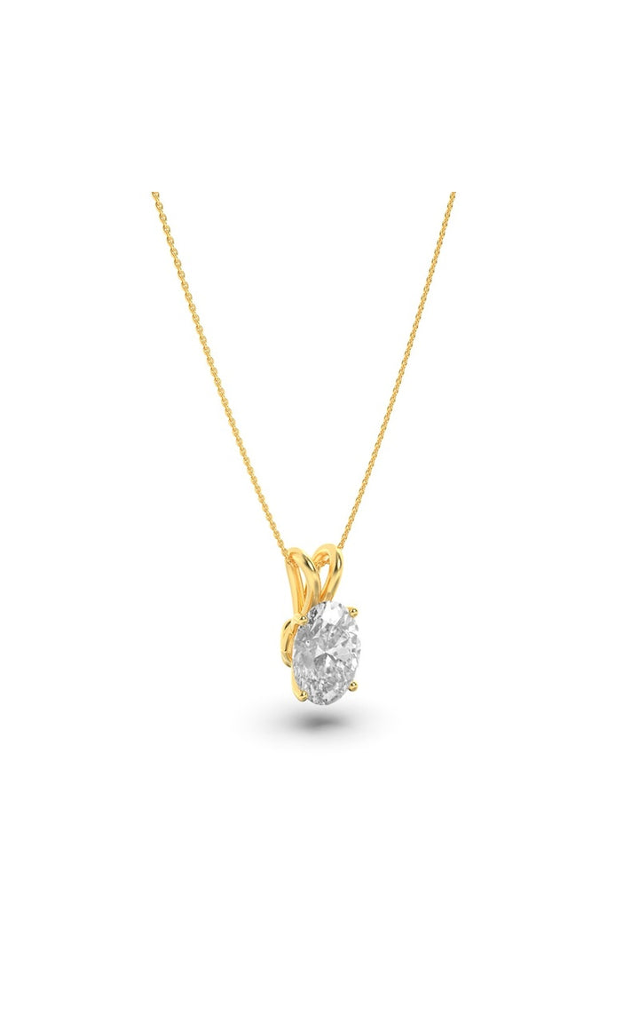1Cttw Oval Shaped Lab Grown Diamond (F/VS) Split Bale Solitaire Pendant in 14K Gold