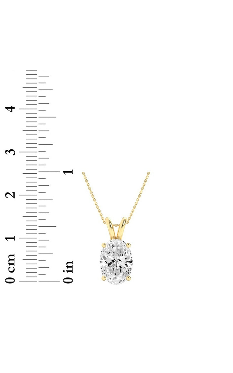 1Cttw Oval Shaped Lab Grown Diamond (F/VS) Split Bale Solitaire Pendant in 14K Gold