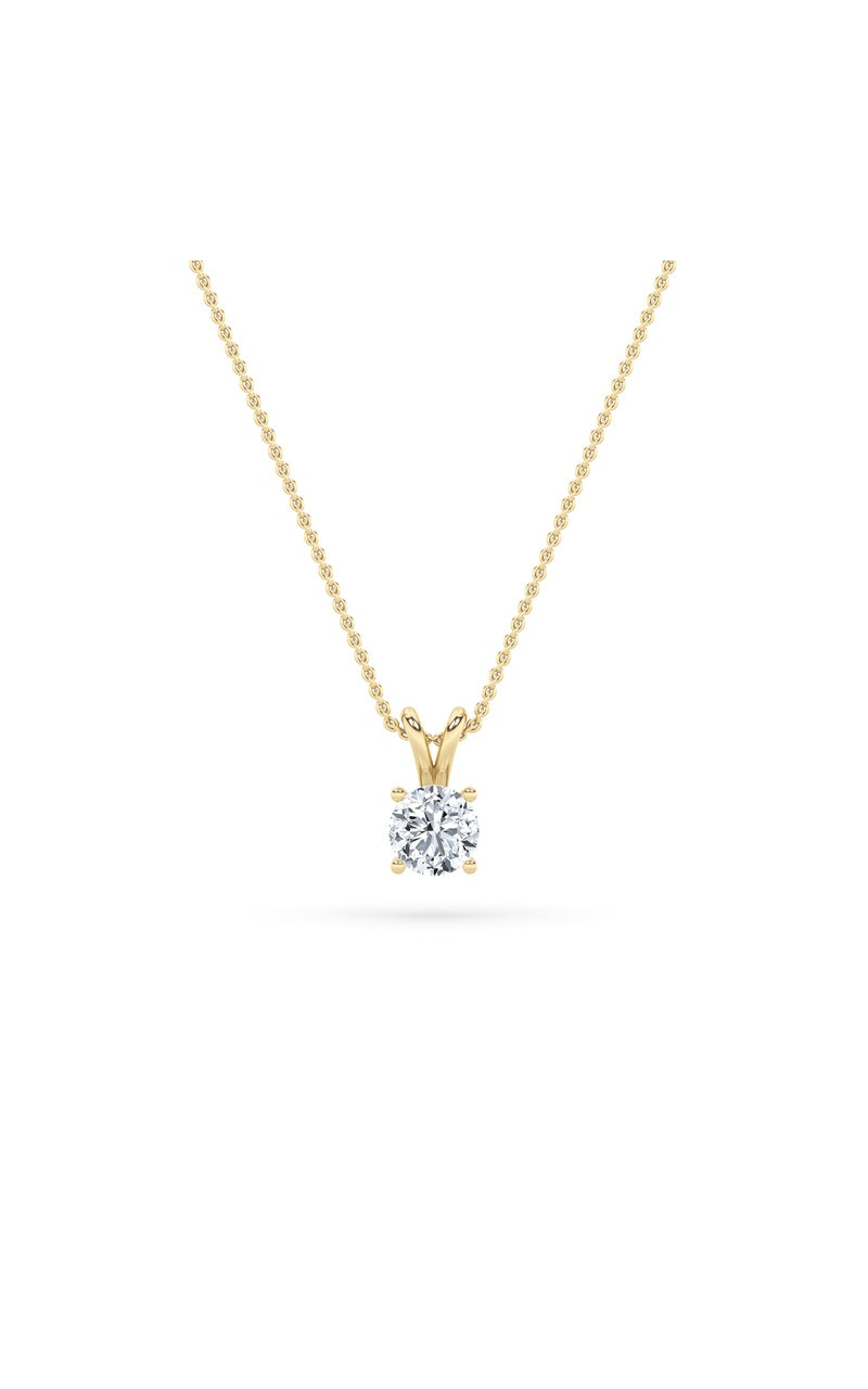 1Cttw Round Shaped Lab Grown Diamond (F/VS) Split Bale Solitaire Pendant in 14K Gold