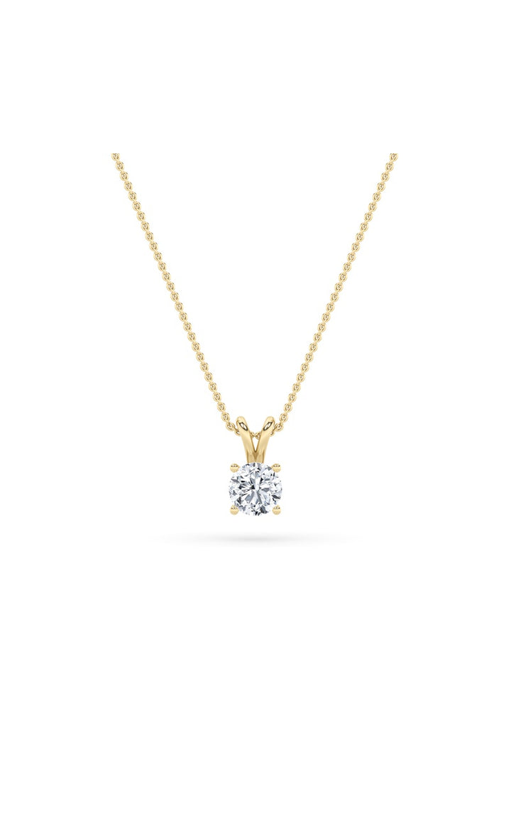 1Cttw Round Shaped Lab Grown Diamond (F/VS) Split Bale Solitaire Pendant in 14K Gold