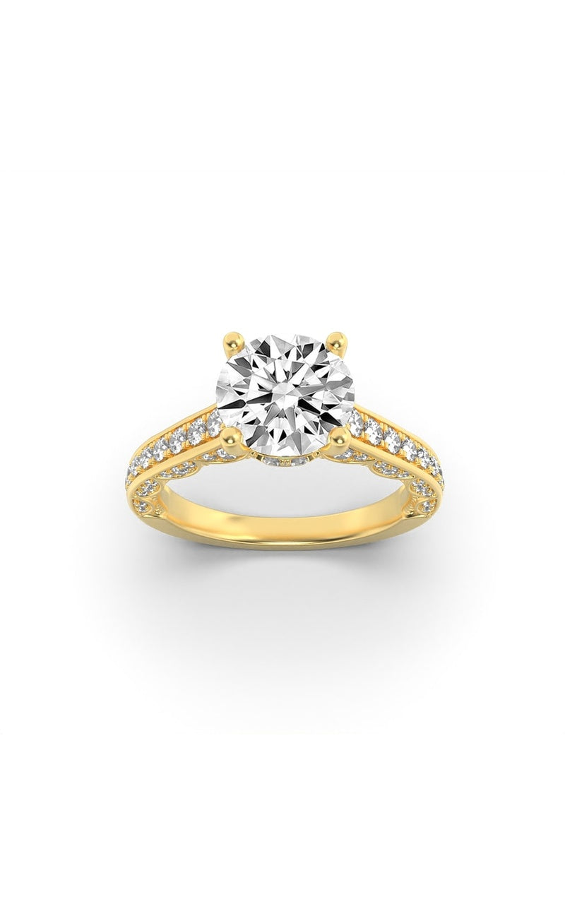 2Cttw Round Shaped Lab Grown Diamond (F/VS) Accented Engagement Ring in 14K Gold