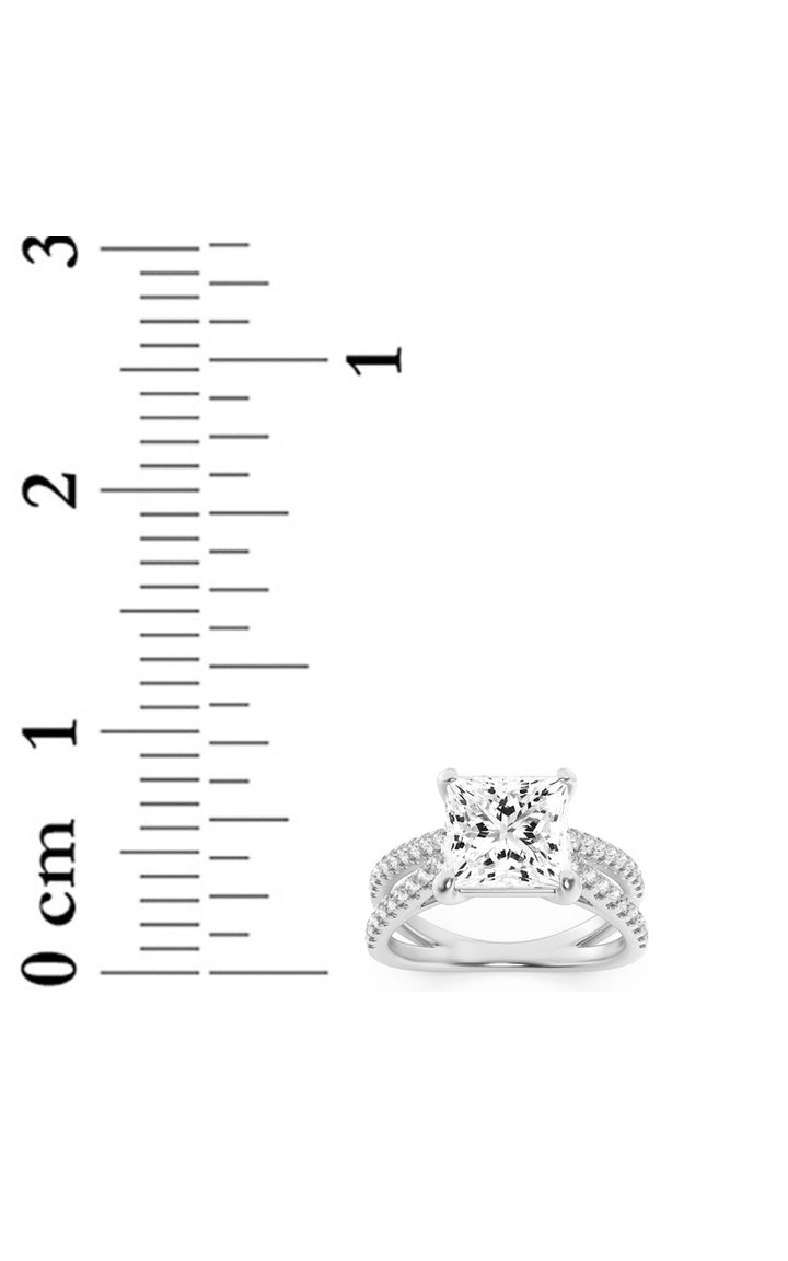 2Cttw Princess Shaped Lab Grown Diamond (F/VS) Cross Shank Accented Engagement Ring in 14K Gold