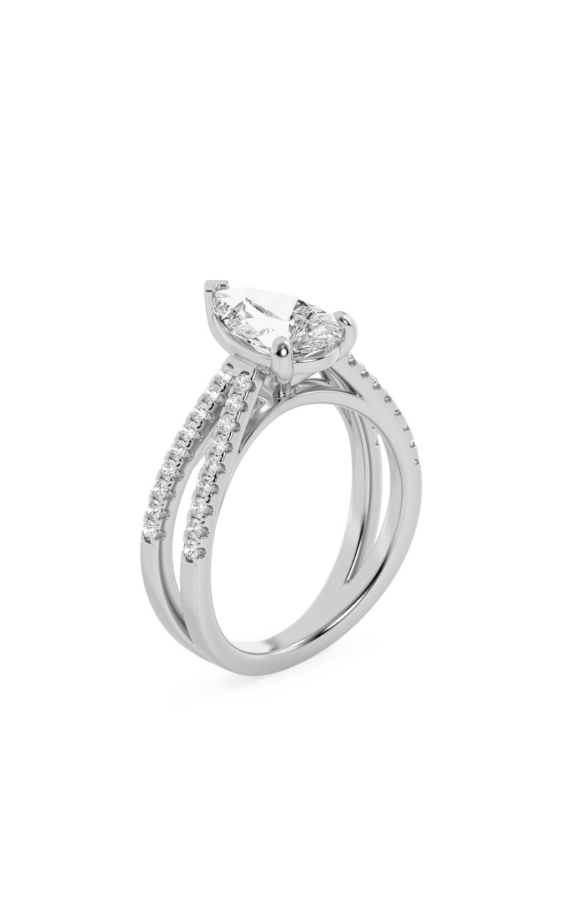 2Cttw Pear Shaped Lab Grown Diamond (F/VS) Cross Shank Accented Engagement Ring in 14K Gold
