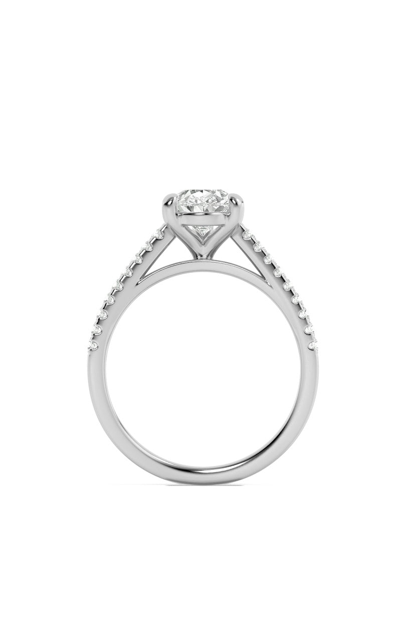 2Cttw Pear Shaped Lab Grown Diamond (F/VS) Cross Shank Accented Engagement Ring in 14K Gold