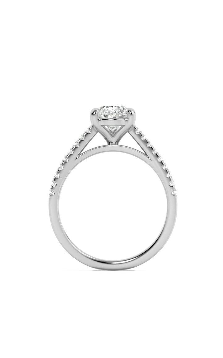 2Cttw Pear Shaped Lab Grown Diamond (F/VS) Cross Shank Accented Engagement Ring in 14K Gold