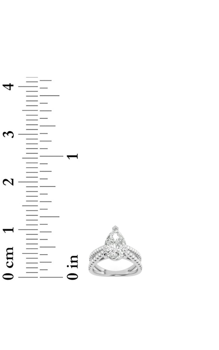 2Cttw Pear Shaped Lab Grown Diamond (F/VS) Cross Shank Accented Engagement Ring in 14K Gold