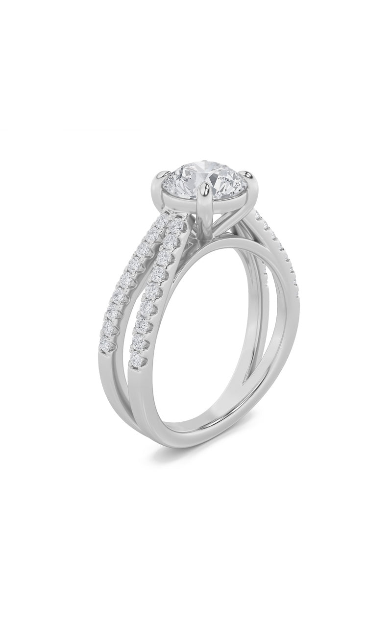 2Cttw Round Shaped Lab Grown Diamond (F/VS) Cross Shank Accented Engagement Ring in 14K Gold