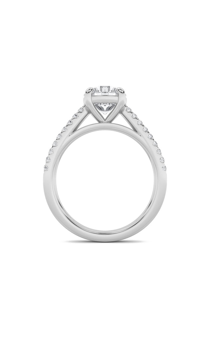 2Cttw Round Shaped Lab Grown Diamond (F/VS) Cross Shank Accented Engagement Ring in 14K Gold