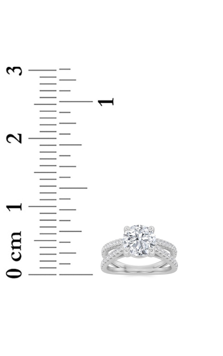 2Cttw Round Shaped Lab Grown Diamond (F/VS) Cross Shank Accented Engagement Ring in 14K Gold