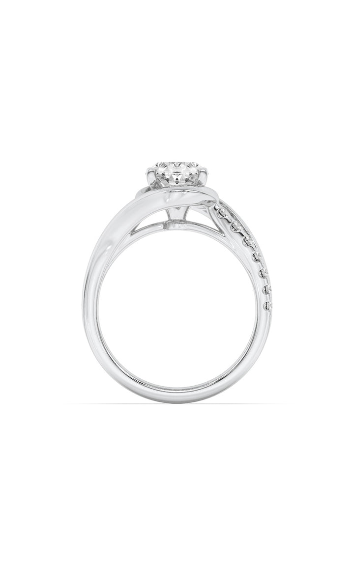 2Cttw Oval Shaped Lab Grown Diamond (G/VS) Swirl Shank Accented Engagement Ring in 14K Gold