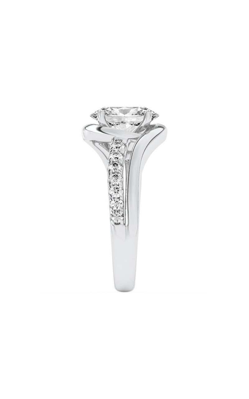 2Cttw Oval Shaped Lab Grown Diamond (G/VS) Swirl Shank Accented Engagement Ring in 14K Gold