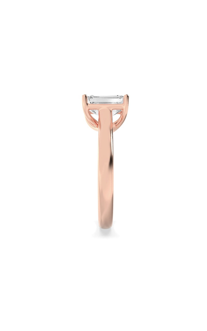 2Cttw Emerald Shaped Lab Grown Diamond (F/VS) Plain Cathedral Trellis Shank Solitaire Engagement Ring in 14K Gold