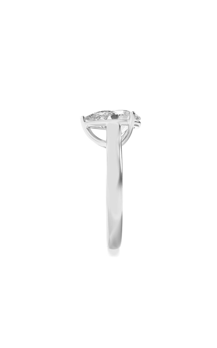 2Cttw Pear Shaped Lab Grown Diamond (F/VS) Plain Cathedral Trellis Shank Solitaire Engagement Ring in 14K Gold