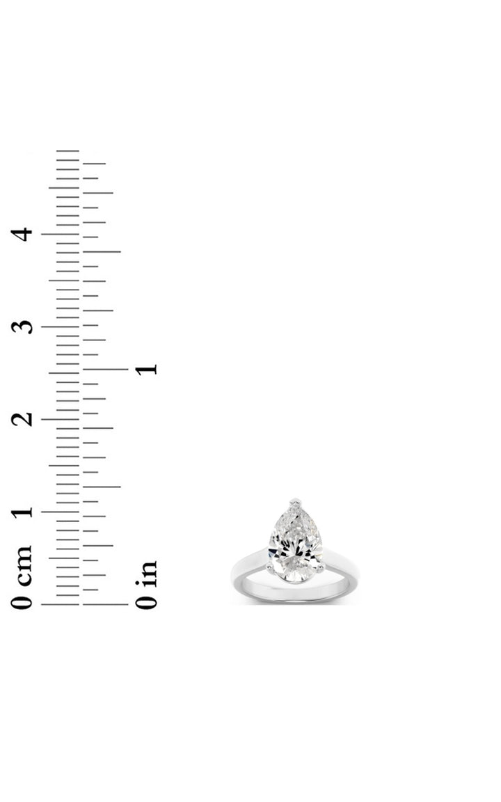 2Cttw Pear Shaped Lab Grown Diamond (F/VS) Plain Cathedral Trellis Shank Solitaire Engagement Ring in 14K Gold