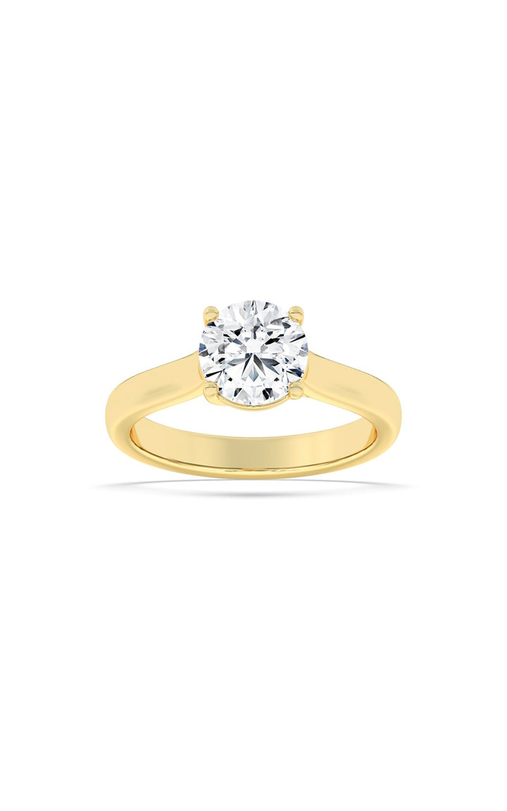 2Cttw Round Shaped Lab Grown Diamond (F/VS) PlainCathedral Trellis Shank Solitaire Engagement Ringin 14K Gold