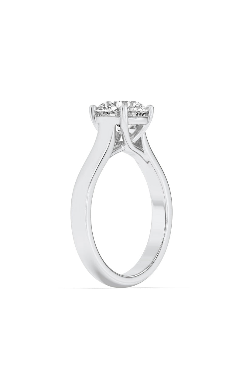 2.5CTW Round Shaped Lab Grown Diamond (F/VS) Plain Cathedral Trellis Shank Solitaire Engagement Ring in 14K Gold