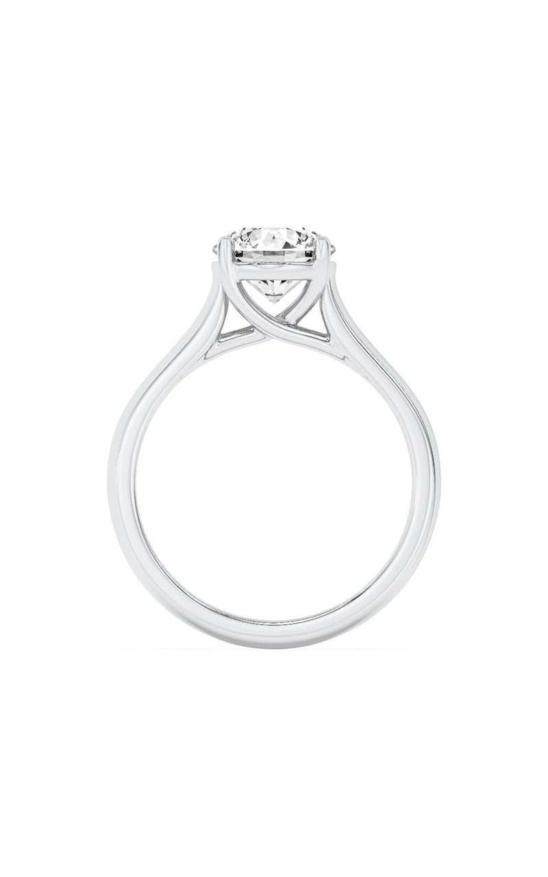 2.5Cttw Round Shaped Lab Grown Diamond (F/VS) Plain Cathedral Trellis Shank Solitaire Engagement Ring in 14K Gold