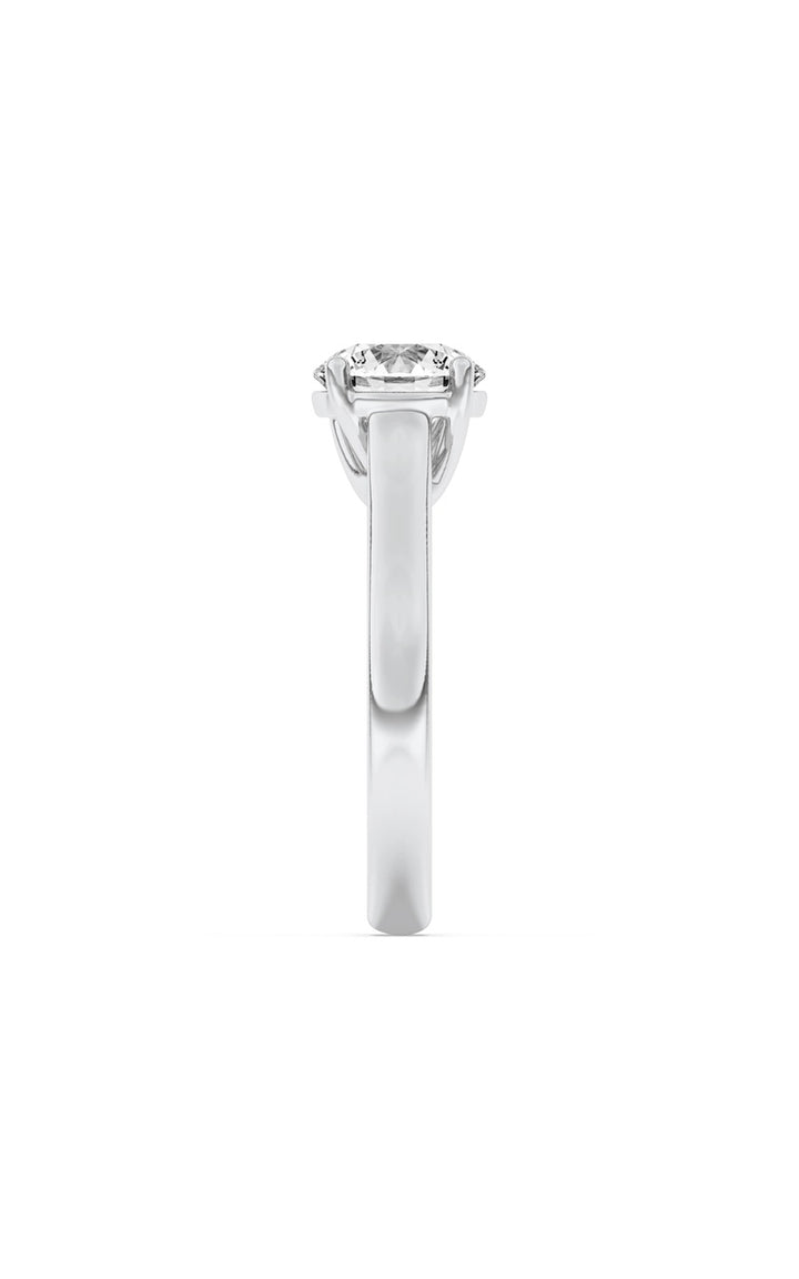 2.5CTW Round Shaped Lab Grown Diamond (F/VS) Plain Cathedral Trellis Shank Solitaire Engagement Ring in 14K Gold