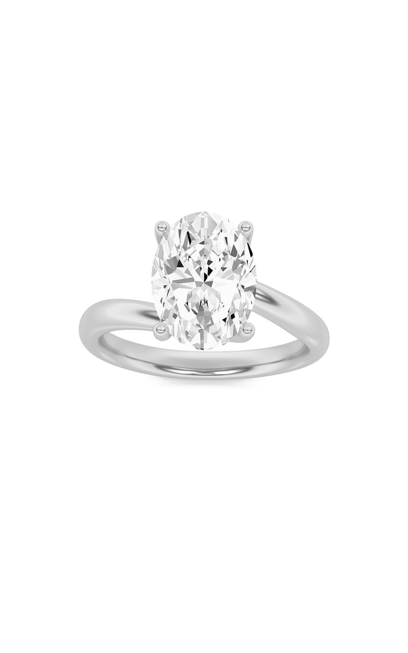 2CTW Oval Shaped Lab Grown Diamond (F/VS) Bypass Shank Engagement Ring in 14K Gold