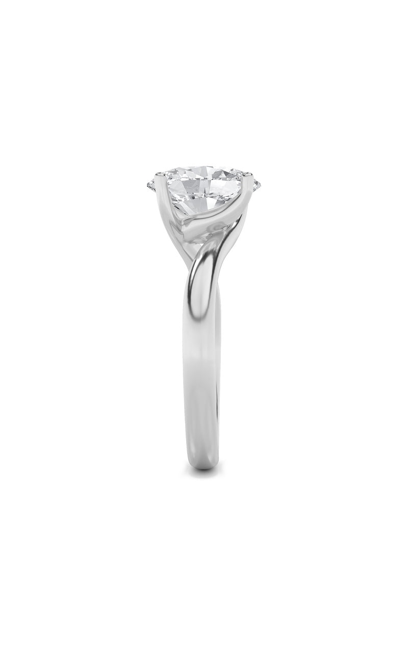 2CTW Oval Shaped Lab Grown Diamond (F/VS) Bypass Shank Engagement Ring in 14K Gold