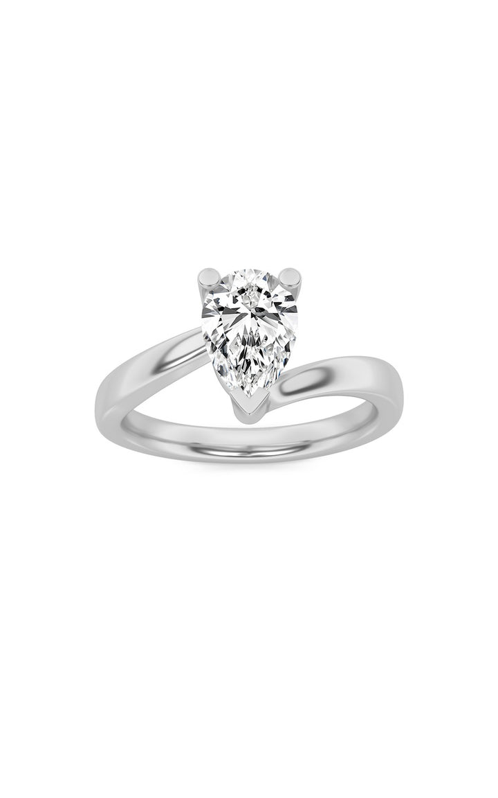 1Cttw Pear Shaped Lab Grown Diamond (F/VS) BypassShank Engagement Ring in 14K Gold