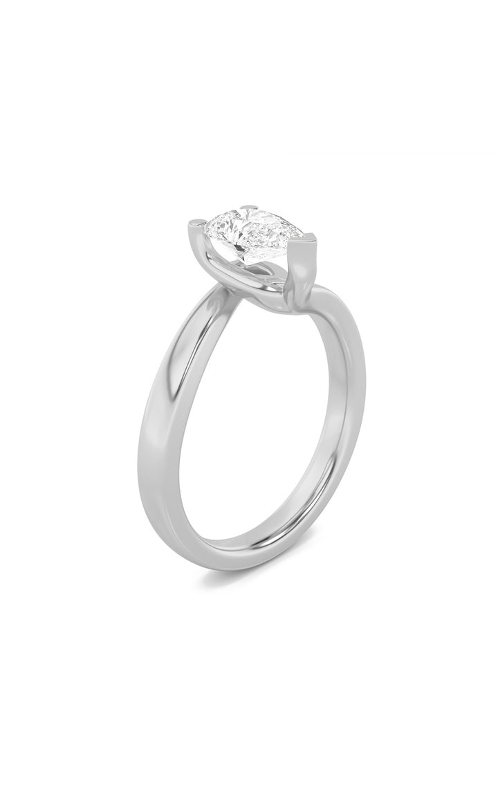 1Cttw Pear Shaped Lab Grown Diamond (F/VS) BypassShank Engagement Ring in 14K Gold