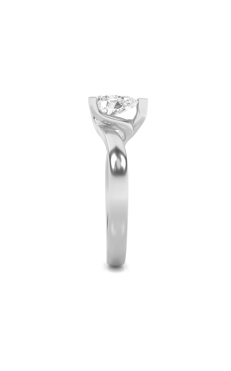 1Cttw Pear Shaped Lab Grown Diamond (F/VS) BypassShank Engagement Ring in 14K Gold