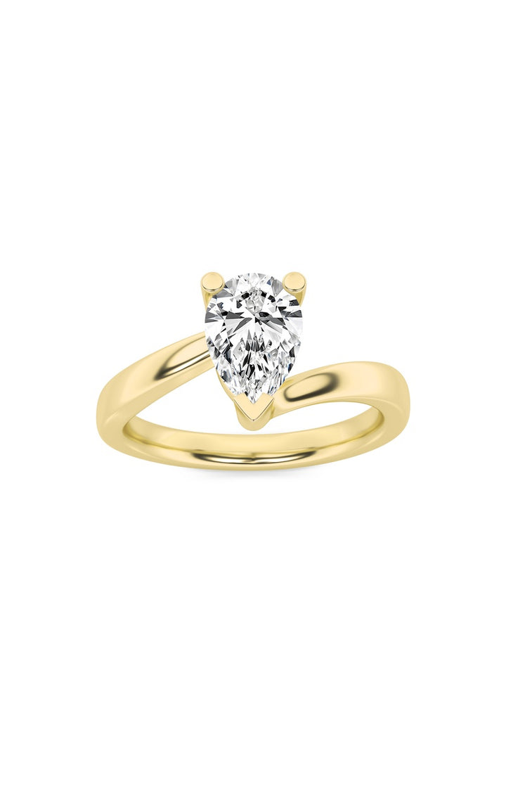 1Cttw Pear Shaped Lab Grown Diamond (F/VS) BypassShank Engagement Ring in 14K Gold