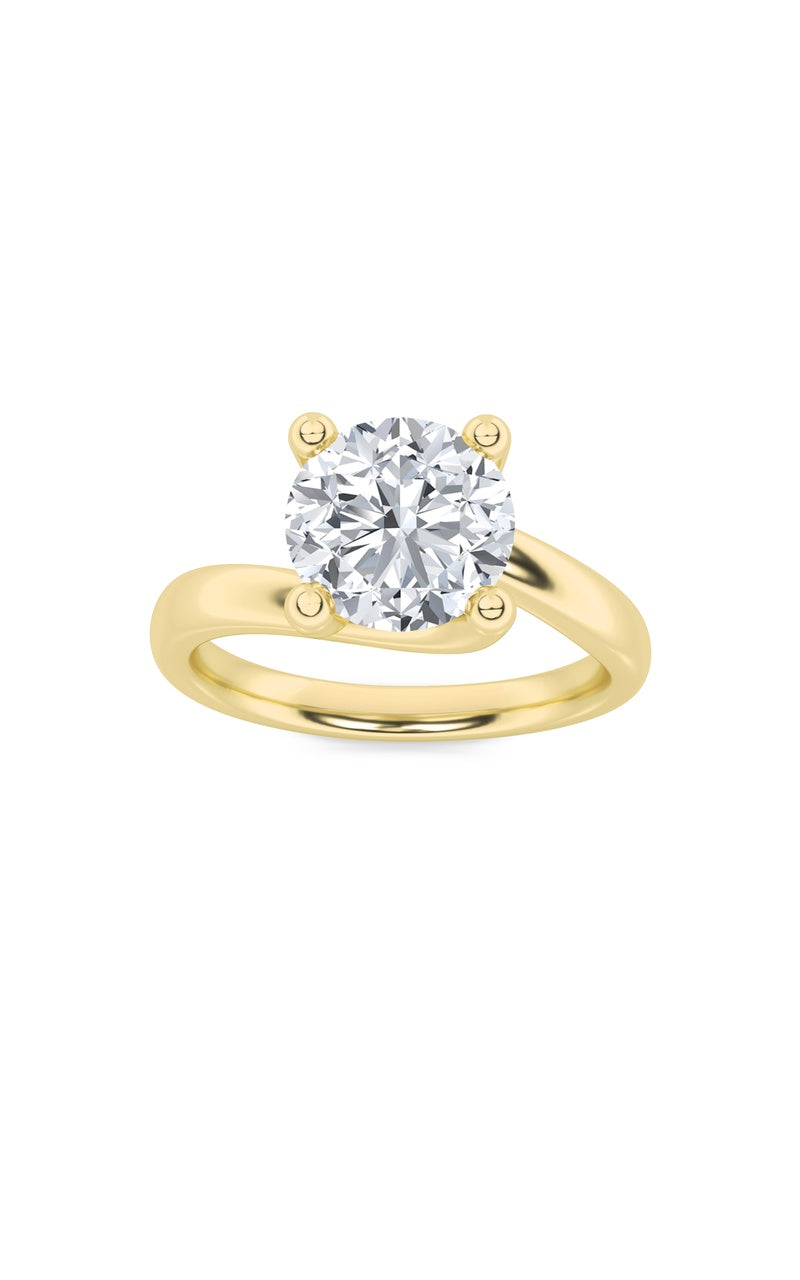 2Cttw Round Shaped Lab Grown Diamond (F/VS) Bypass Shank Engagement Ring in 14K Gold
