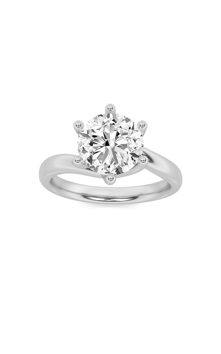 2Cttw Round Shaped Lab Grown Diamond (F/VS) Bypass Shank Engagement Ring in 14K Gold