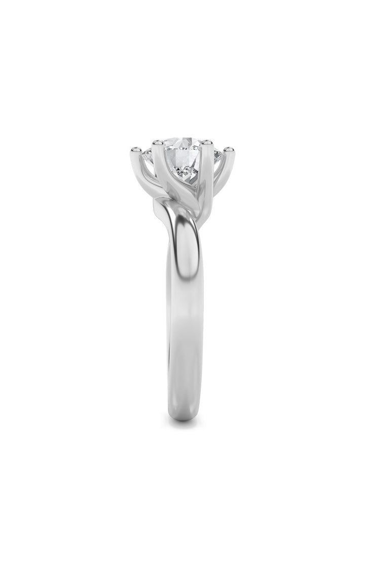 2Cttw Round Shaped Lab Grown Diamond (F/VS) Bypass Shank Engagement Ring in 14K Gold