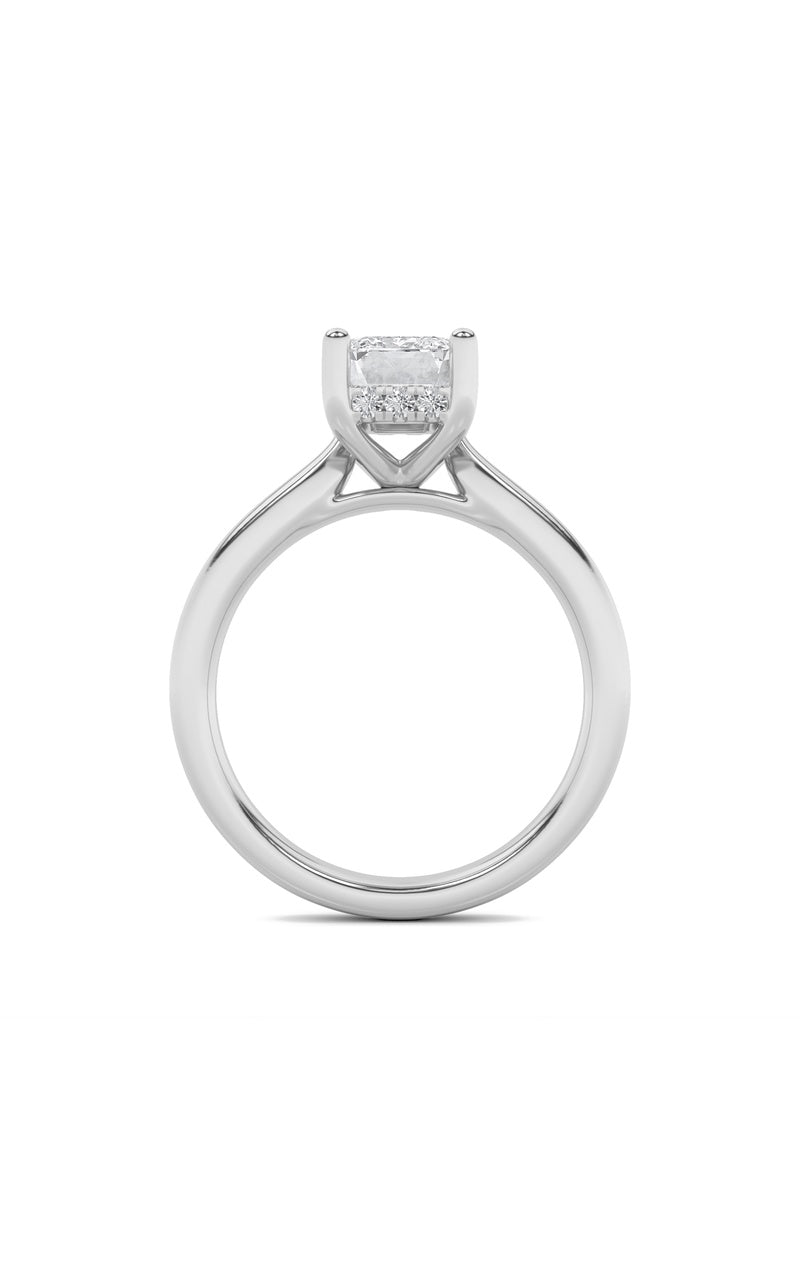 2Cttw Radiant Shaped Lab Grown Diamond (F/VS) Hidden Halo Cathedral Shank Engagement Ring in 14K Gold