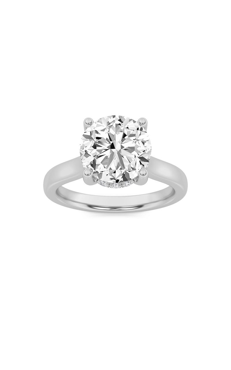 2Cttw Round Shaped Lab Grown Diamond (F/VS) Hidden Halo Cathedral Shank Engagement Ring in 14K Gold