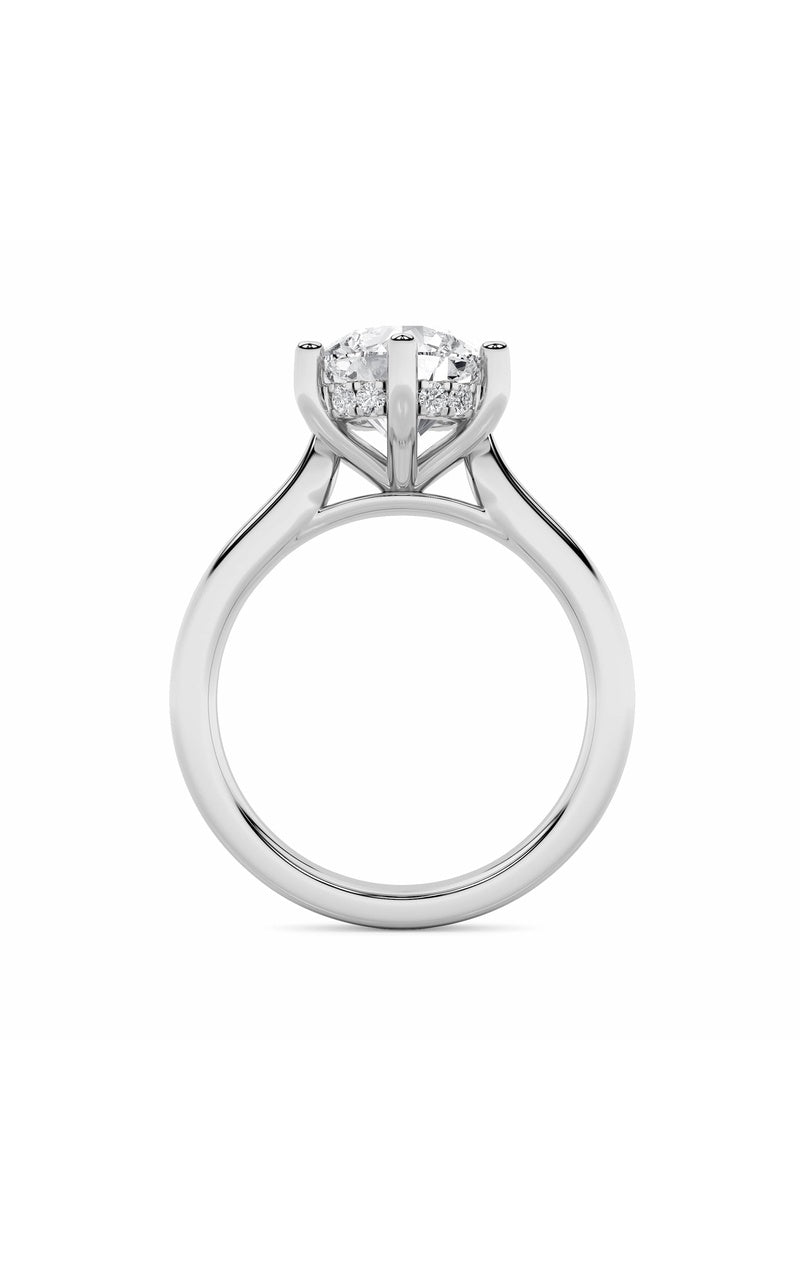 1Cttw Round Shaped Lab Grown Diamond (F/VS) Hidden Halo Cathedral Shank Engagement Ring in 14K Gold