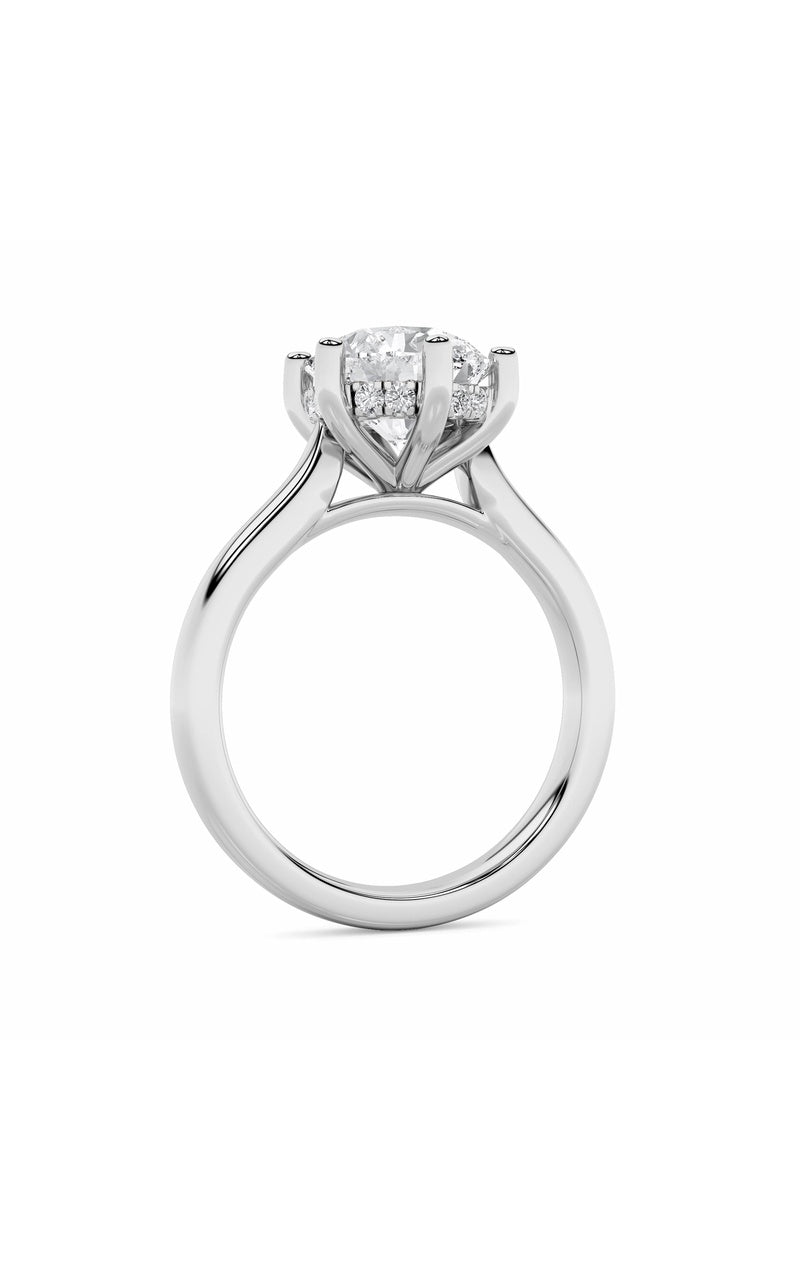 1Cttw Round Shaped Lab Grown Diamond (F/VS) Hidden Halo Cathedral Shank Engagement Ring in 14K Gold