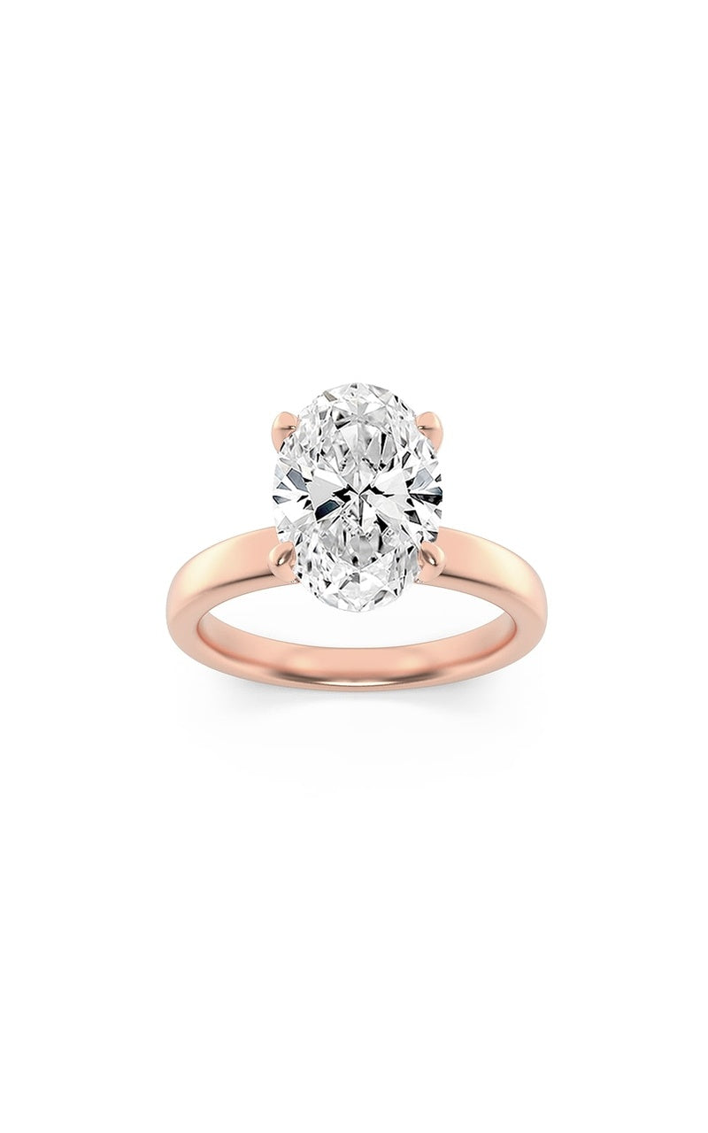 2Cttw Oval Shaped Lab Grown Diamond (F/VS) HiddenHalo Petite Shank Ring in 14K Gold