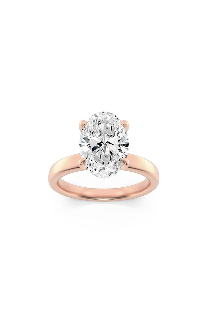 2Cttw Oval Shaped Lab Grown Diamond (F/VS) HiddenHalo Petite Shank Ring in 14K Gold