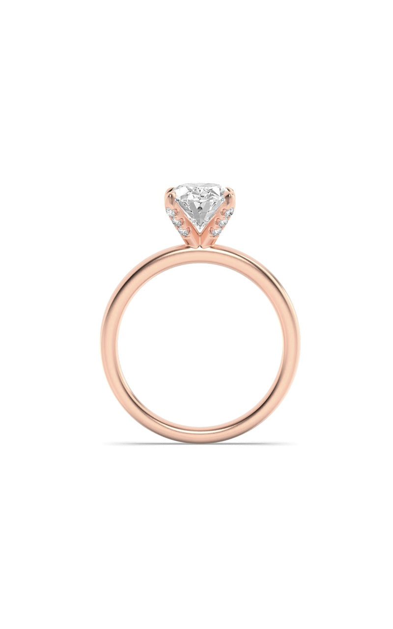 2Cttw Oval Shaped Lab Grown Diamond (F/VS) HiddenHalo Petite Shank Ring in 14K Gold