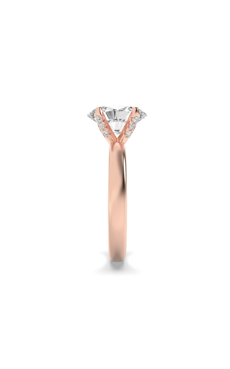 2Cttw Oval Shaped Lab Grown Diamond (F/VS) HiddenHalo Petite Shank Ring in 14K Gold