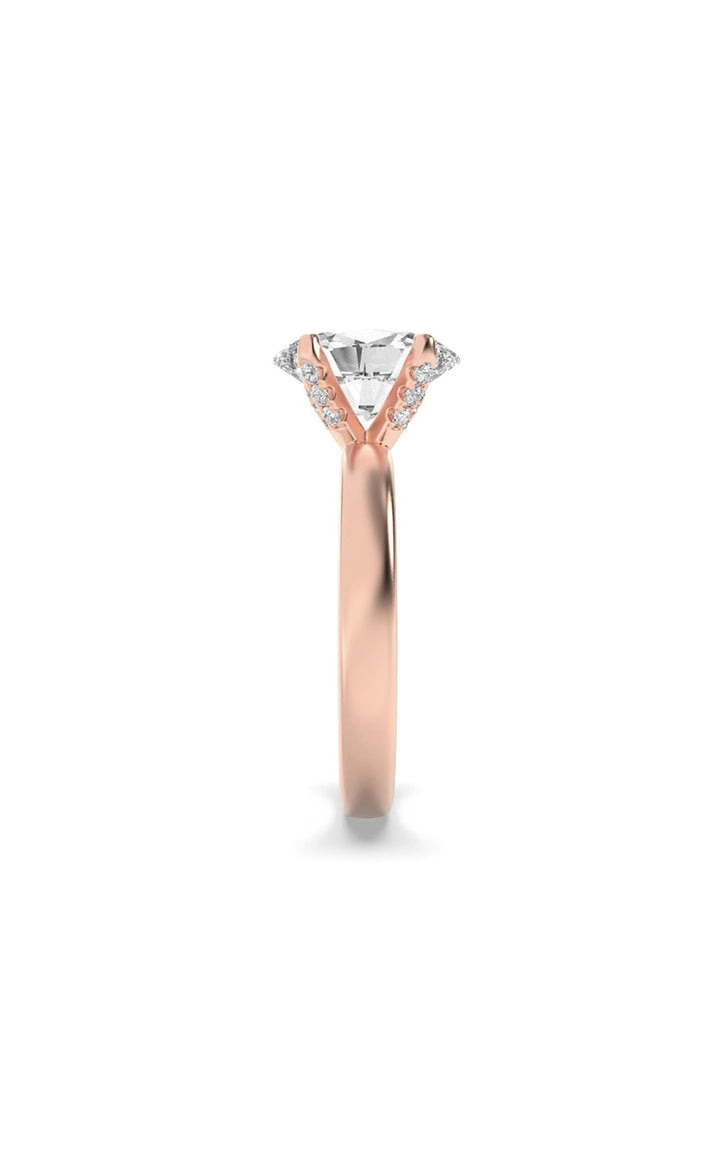 2Cttw Oval Shaped Lab Grown Diamond (F/VS) HiddenHalo Petite Shank Ring in 14K Gold