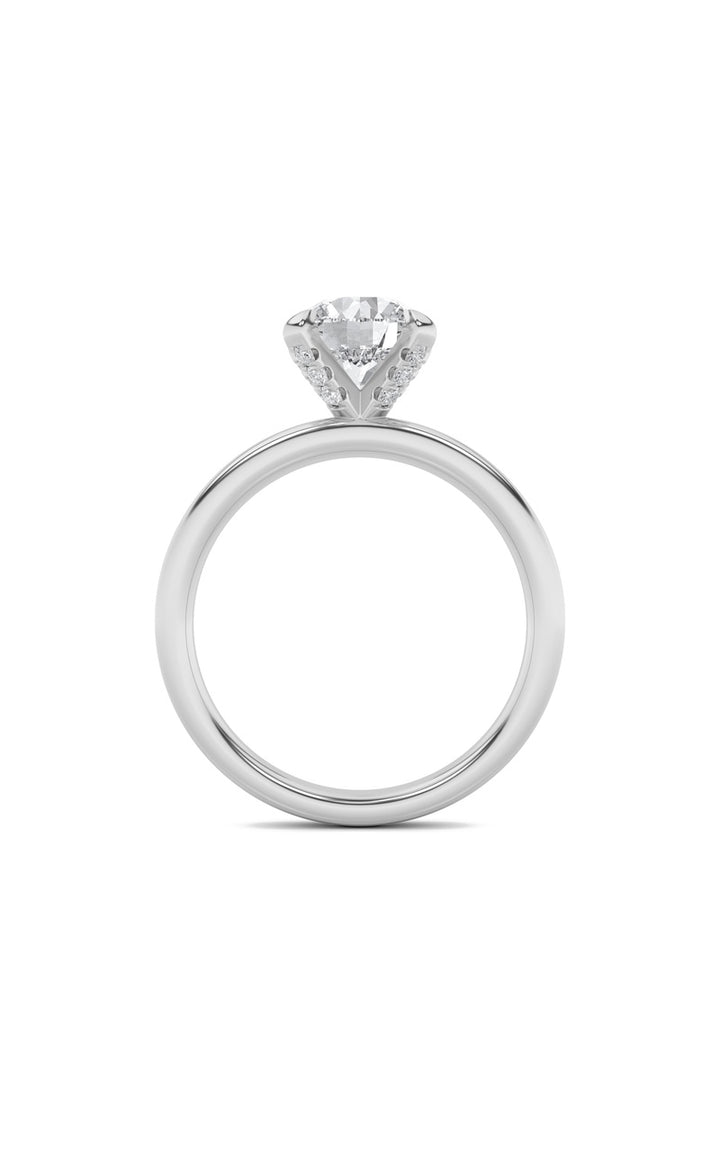 2Cttw Round Shaped Lab Grown Diamond (F/VS) Hidden Halo Petite Shank Ring in 14K Gold