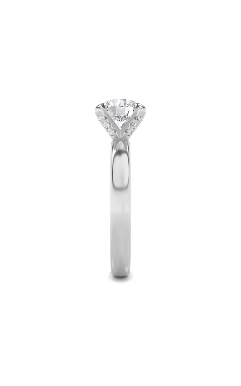 2Cttw Round Shaped Lab Grown Diamond (F/VS) Hidden Halo Petite Shank Ring in 14K Gold