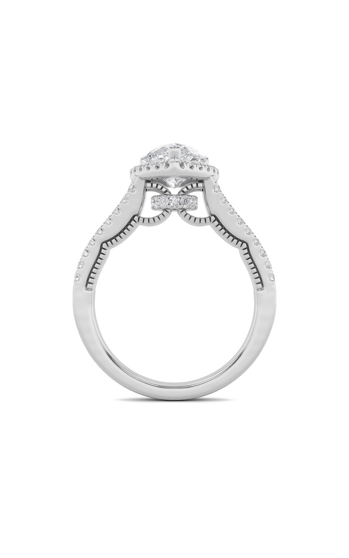 2Cttw Pear Shaped Lab Grown Diamond (F/VS) Split Shank Accented Ring in 14K Gold