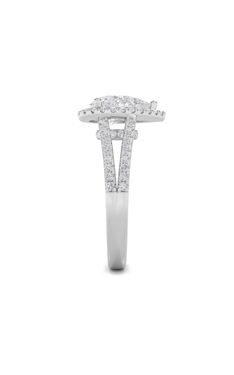 2Cttw Pear Shaped Lab Grown Diamond (F/VS) Split Shank Accented Ring in 14K Gold