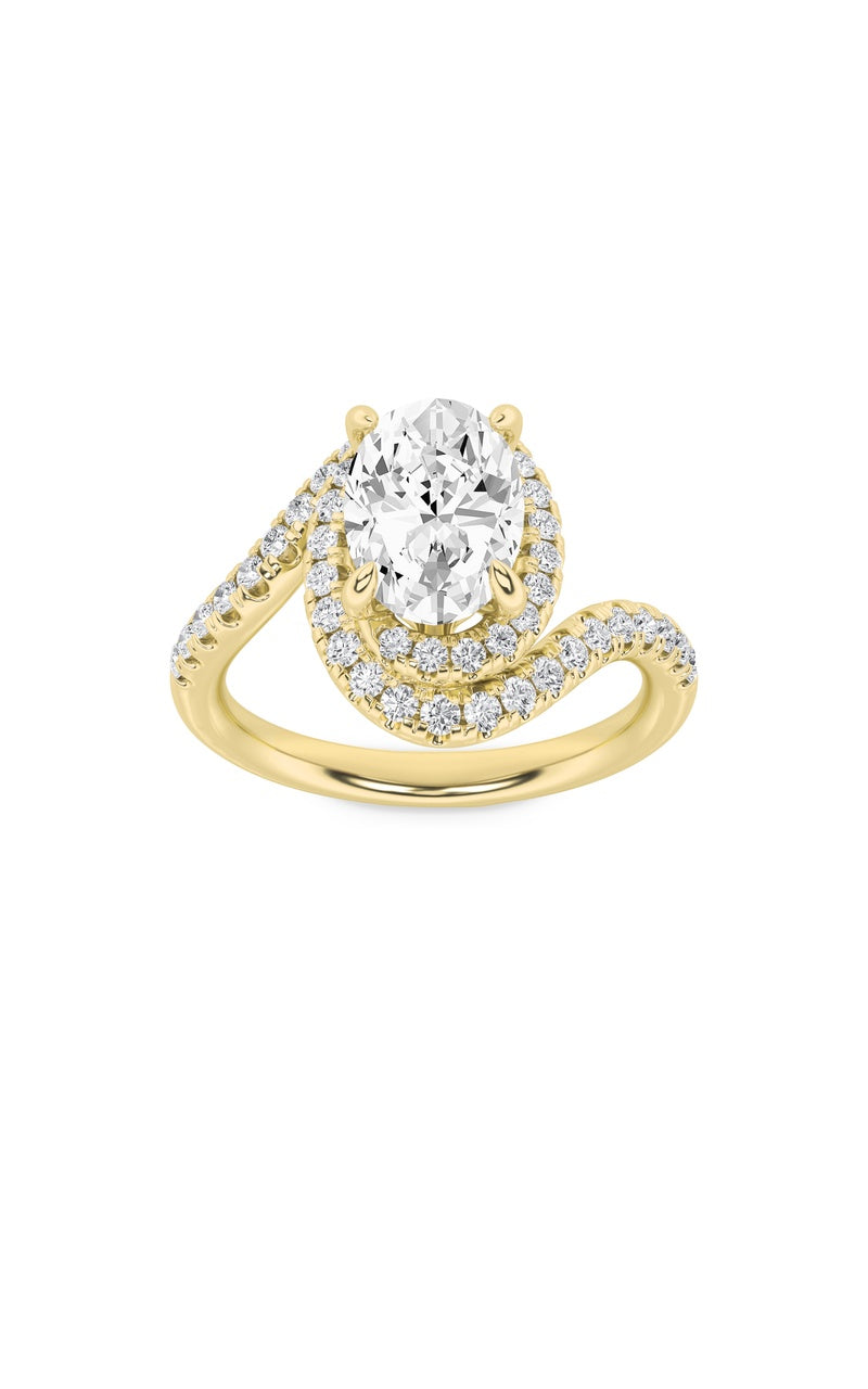 2Cttw Oval Shaped Lab Grown Diamond (F/VS) Swirl Accented Engagement Ring in 14K Gold
