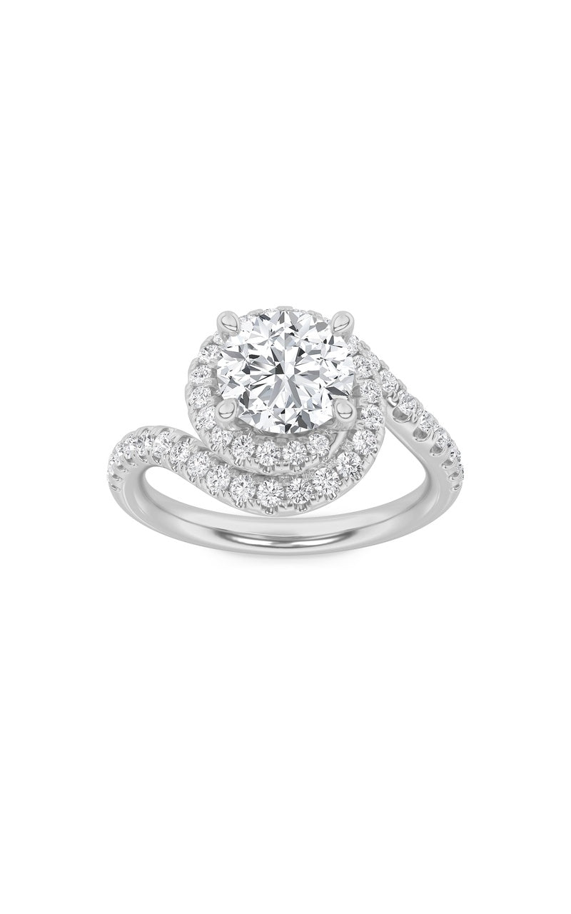 2Cttw Round Shaped Lab Grown Diamond (F/VS) SwirlAccented Engagement Ring in 14K Gold