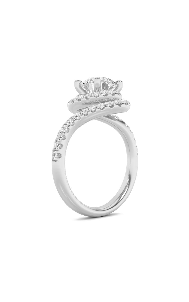 2Cttw Round Shaped Lab Grown Diamond (F/VS) SwirlAccented Engagement Ring in 14K Gold